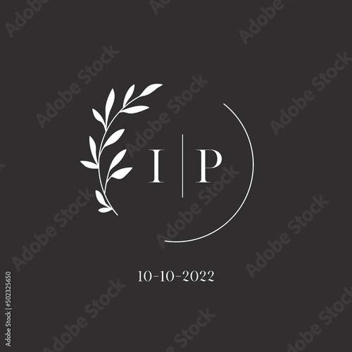Letter IP wedding monogram logo design template