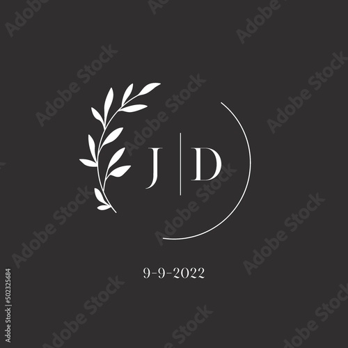 Letter JD wedding monogram logo design template