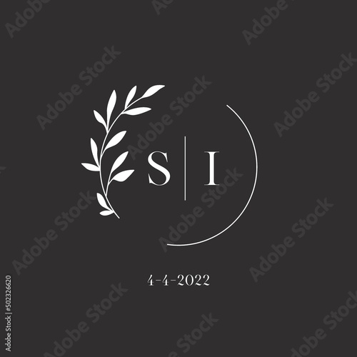 Letter SI wedding monogram logo design template