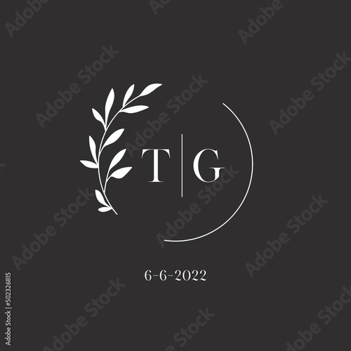 Letter TG wedding monogram logo design template
