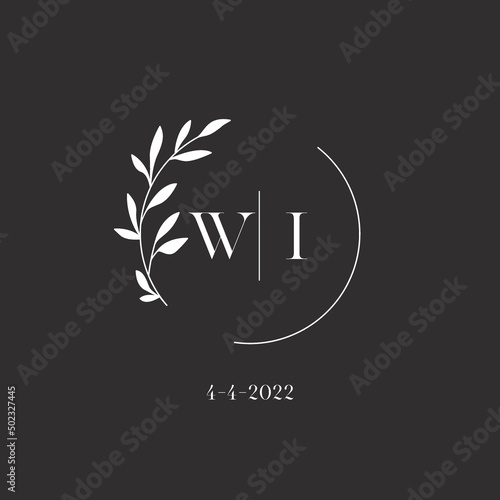 Letter WI wedding monogram logo design template