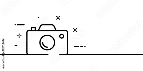 Camera line icon. Film, digital camera. Photo, video. Media concept. One line style. Vector line icon for Business and Advertising