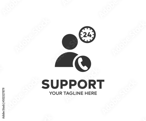 Customer Support, support service, call, consultation, telemarketing, consultant, secretary logo design. Corporate business help desk and telephone assistance concept vector design and illustration.