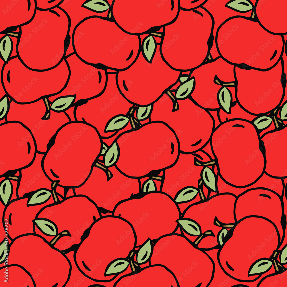 Apple pattern. seamless doodle pattern with red apples. Colored vector illustration with red apples Apple pattern. seamless doodle pattern with red apples. Colored vector illustration with red apples