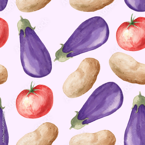 watercolor pattern with vegetables