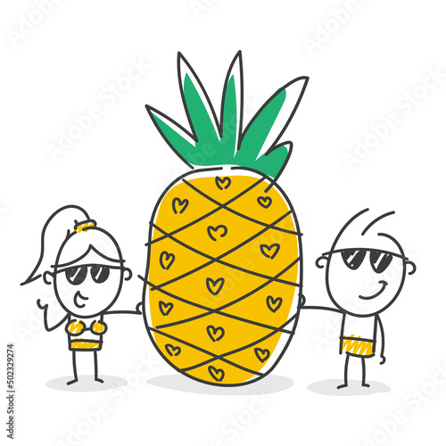 Strichfiguren / Strichmännchen: Ananas, cool. (Nr. 809)	