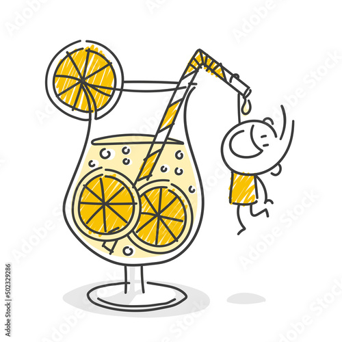 Strichfiguren / Strichmännchen: Cocktail, Limo, aperitif. (Nr. 808)