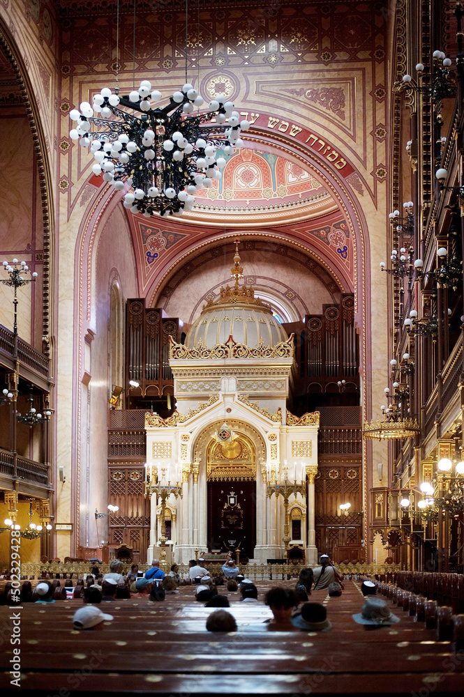 interior of the synagogue in the old town of Budapest