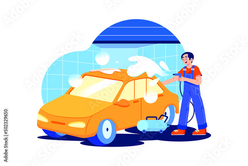 Car Wash Service Illustration concept. Flat illustration isolated on white background