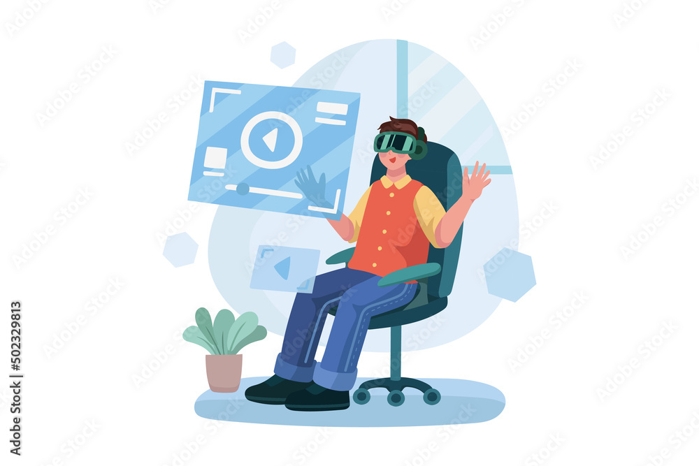 Virtual Reality Illustration concept. Flat illustration isolated on white background Virtual Reality Illustration concept. Flat illustration isolated on white background