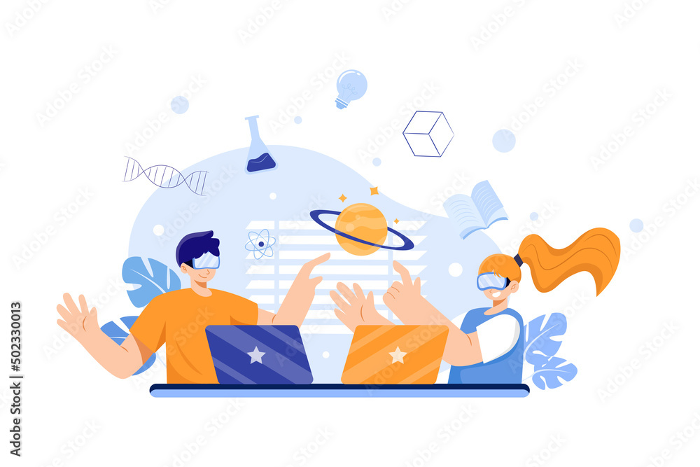 Virtual Reality Illustration concept. Flat illustration isolated on white background Virtual Reality Illustration concept. Flat illustration isolated on white background