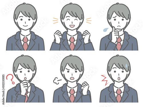 スーツの若い男性の色々な表情