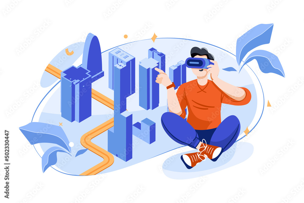Experience Metaverse illustration concept Experience Metaverse illustration concept