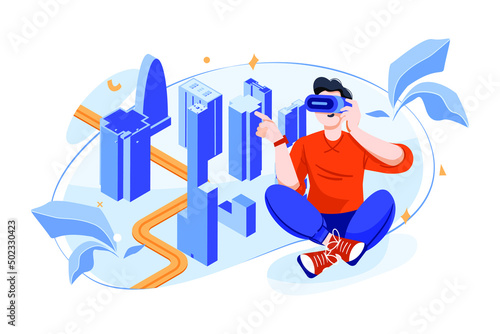 Metaverse Technology Illustration concept. Flat illustration isolated on white background