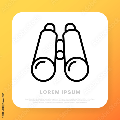 Binoculars line icon. Optics, glass, look-see, search, find. Spy concept. Line icon style. Vector line icon for Business and Advertising
