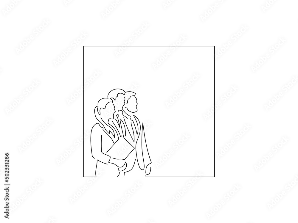 Company work team in line art drawing style. Composition of a group of business people doing their job. Black linear sketch isolated on white background. Vector illustration design. Company work team in line art drawing style. Composition of a group of business people doing their job. Black linear sketch isolated on white background. Vector illustration design.