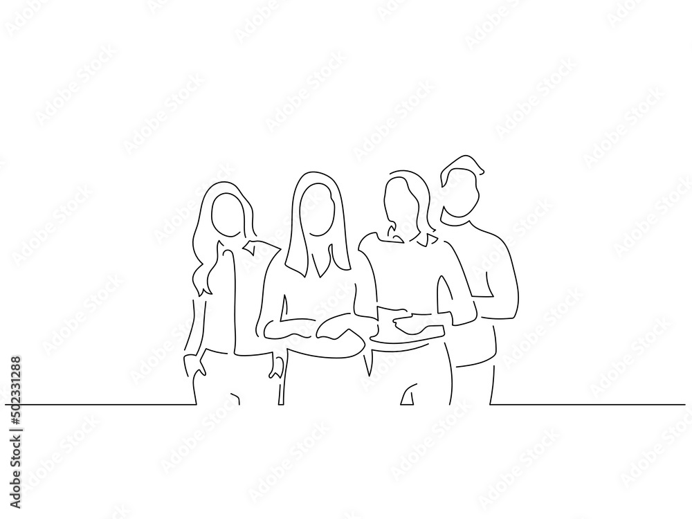 Company work team in line art drawing style. Composition of a group of business people doing their job. Black linear sketch isolated on white background. Vector illustration design. Company work team in line art drawing style. Composition of a group of business people doing their job. Black linear sketch isolated on white background. Vector illustration design.