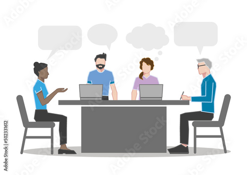 Team meeting at office - vector illustration