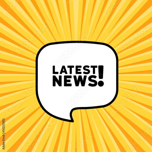 Speech bubble with latest news text. Boom retro comic style. Pop art style. Vector line icon for Business and Advertising