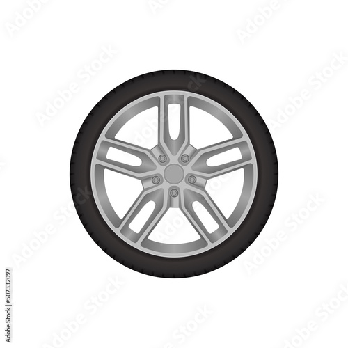 car wheel tire rim isolated on white