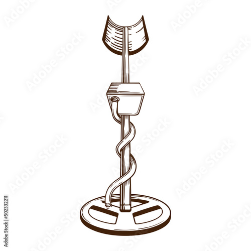Metal detector treasure vector icon. Equipment search gold discovery sensor adventure hunter tool device