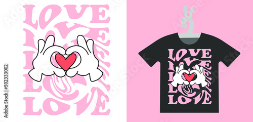 Baby Retro Prints with cartoon hand on T-shirts, sweatshirts, clothing, textile or package design. Isolated vector illustration in vintage style