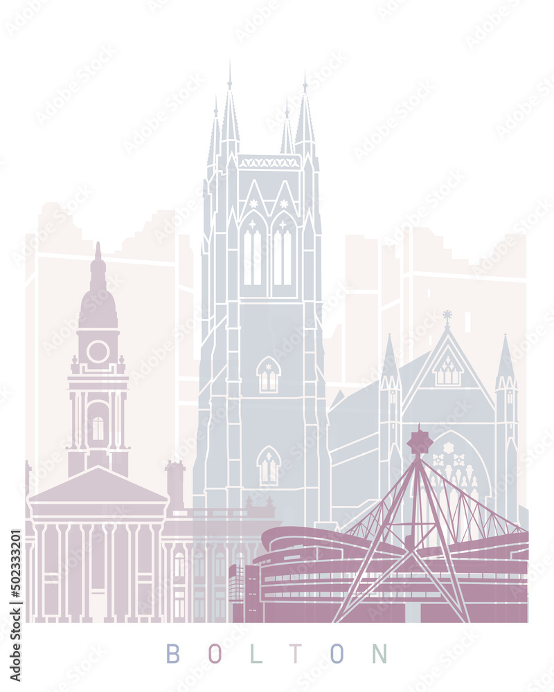 Bolton skyline poster Pastel