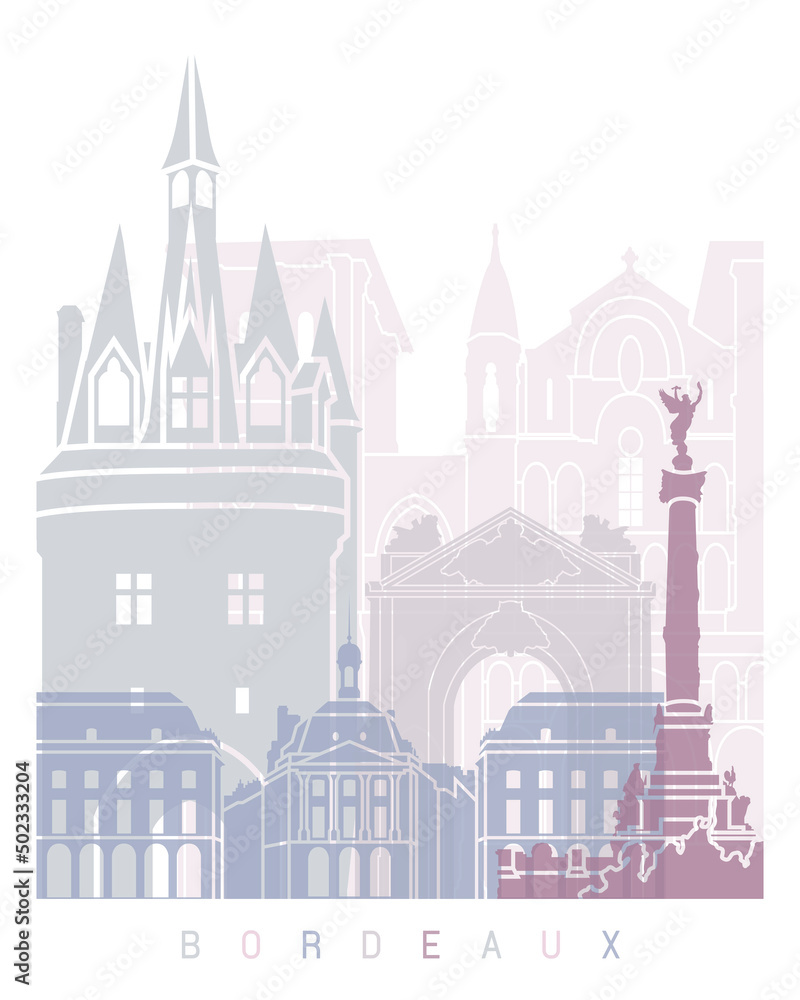 Bordeaux skyline poster Pastel