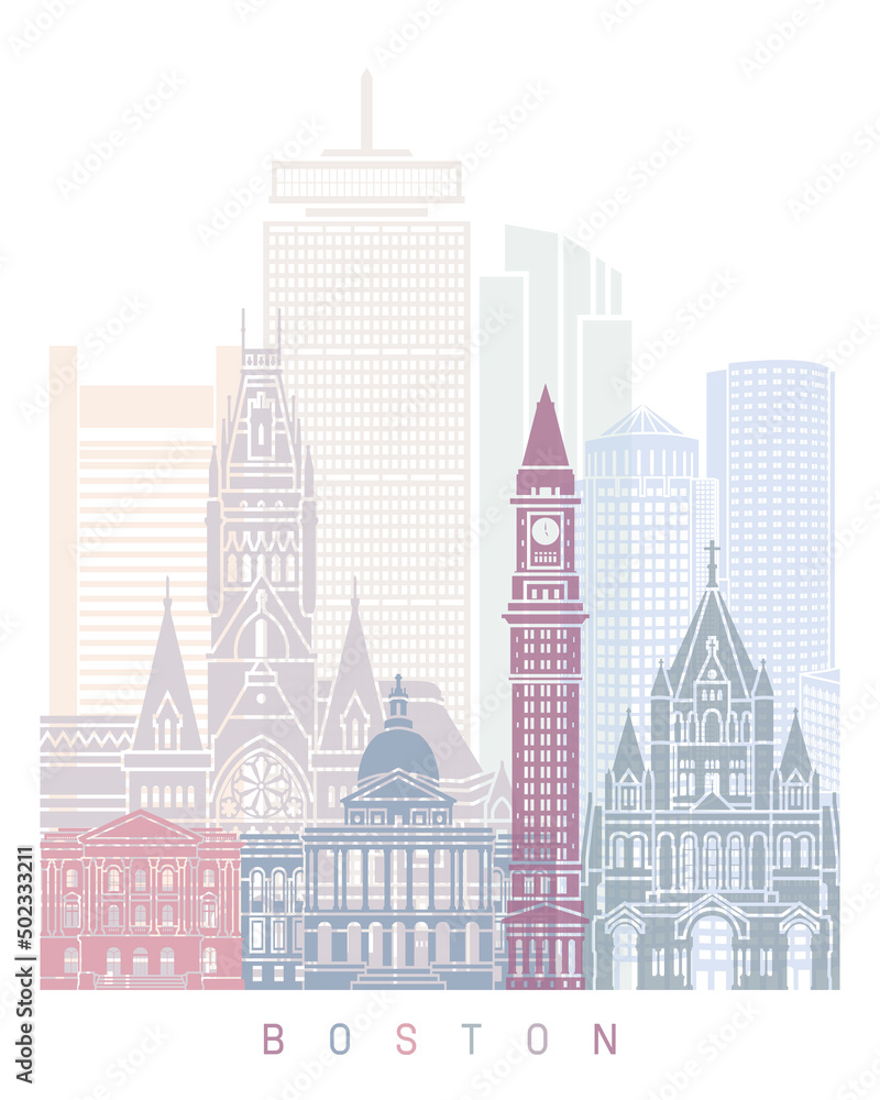 Boston skyline poster Pastel