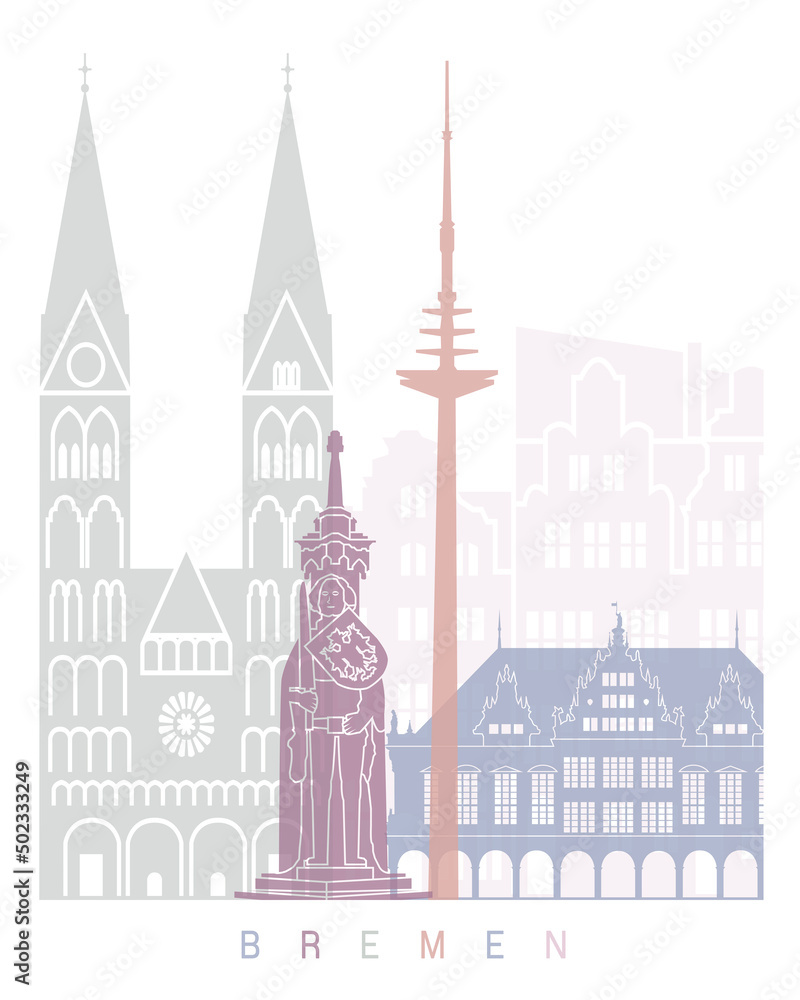 Bremen skyline poster Pastel