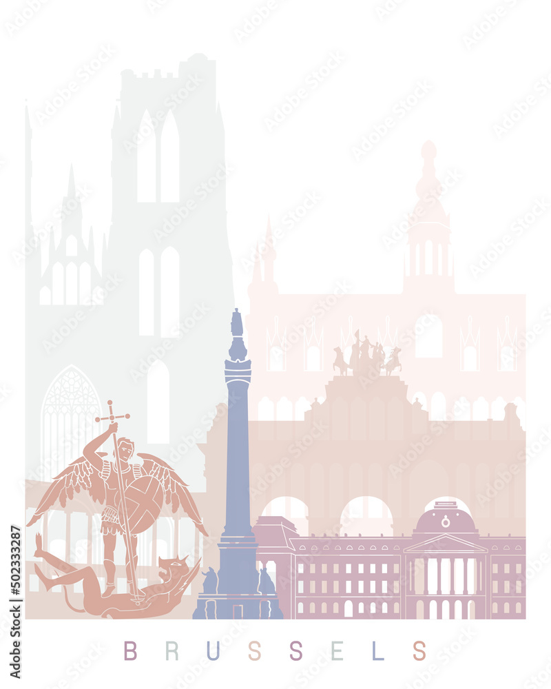 Fototapeta premium Brussels skyline poster Pastel