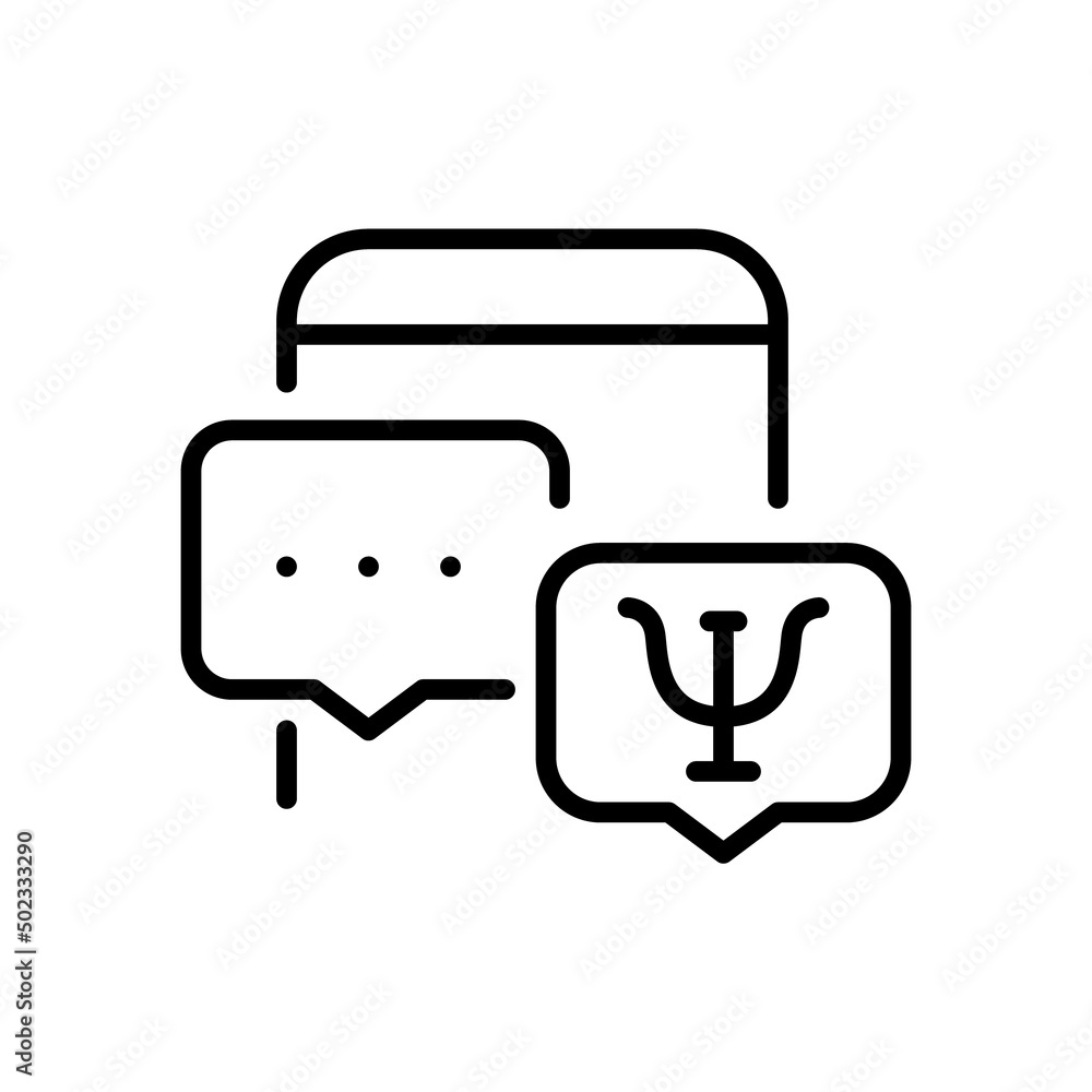 Online consultation psychotherapy help. Pixel perfect, editable stroke line art icon Online consultation psychotherapy help. Pixel perfect, editable stroke line art icon