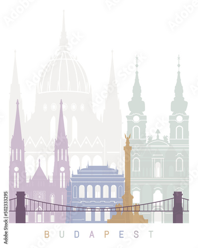 Budapest skyline poster Pastel