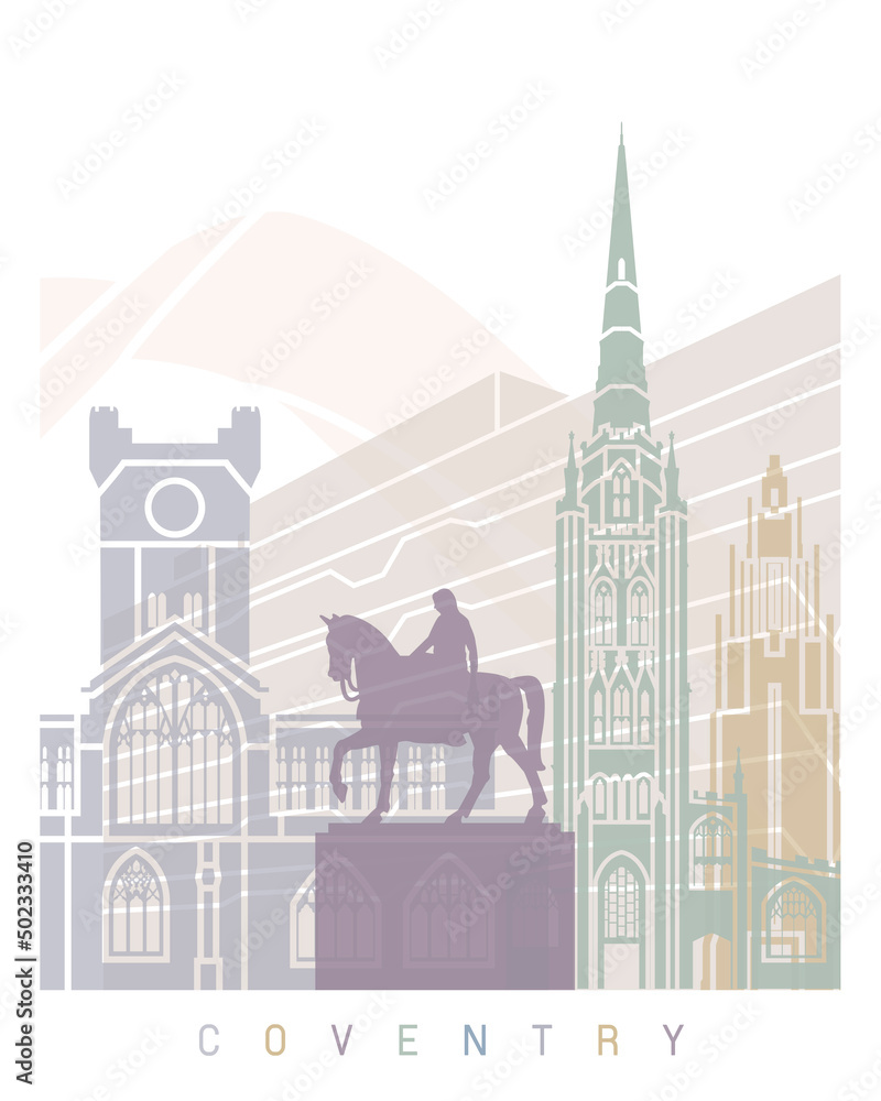 COVENTRY SKYLINE POSTER PASTEL
