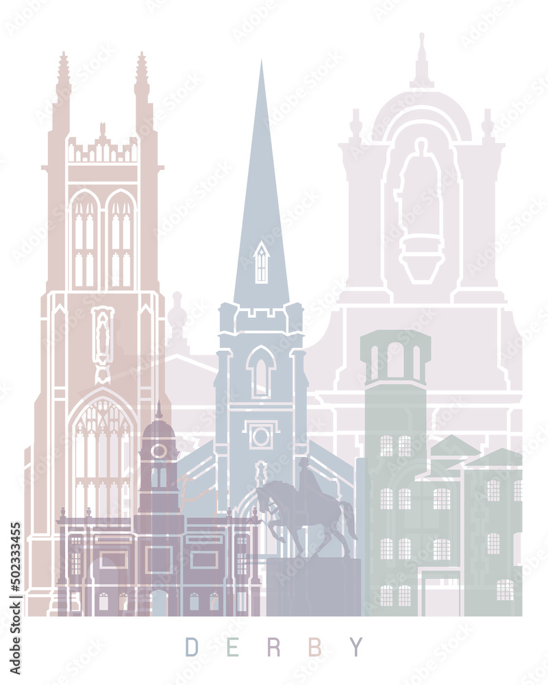 Fototapeta premium DERBY SKYLINE POSTER PASTEL