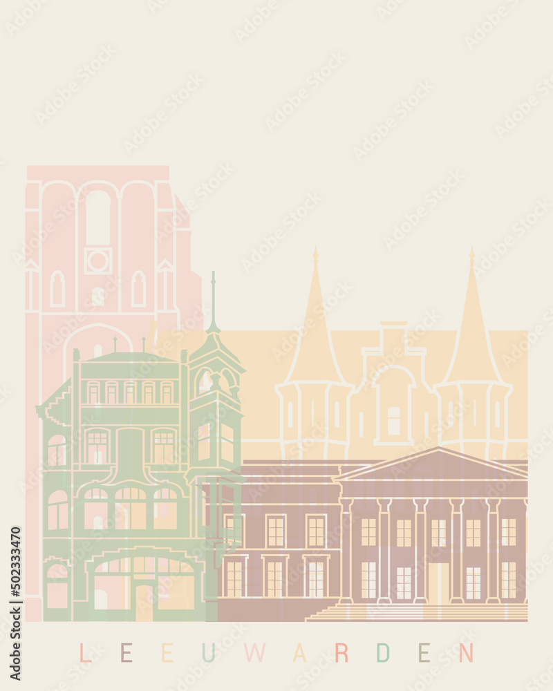 Leeuwarden skyline poster pastel