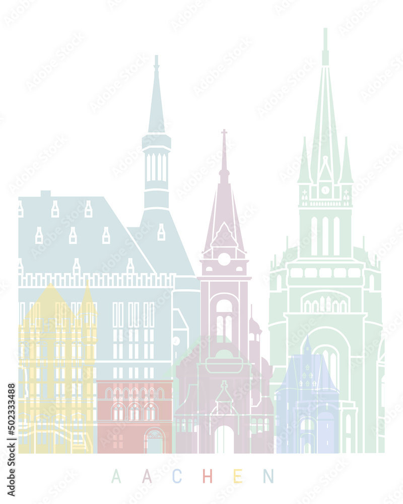 Aachen skyline poster pastel
