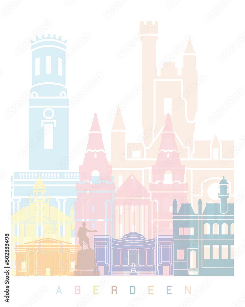 Aberdeen skyline poster pastel
