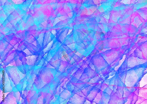 Abstract art background dark blue and purple colors. Watercolor painting with lilac gradient and brushstrokes.