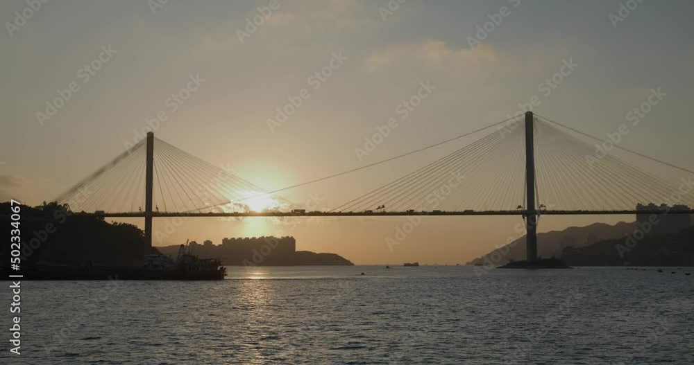 Hong Kong Ting Kau bridge in sunset Hong Kong Ting Kau bridge in sunset