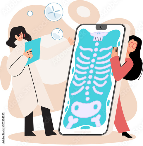 Online medical consultation and support metaphor. Online doctor. Healthcare services, Ask doctor. Tele medicine e-health service. Therapist videocalling phone screen. Diagnosis treatment of patients