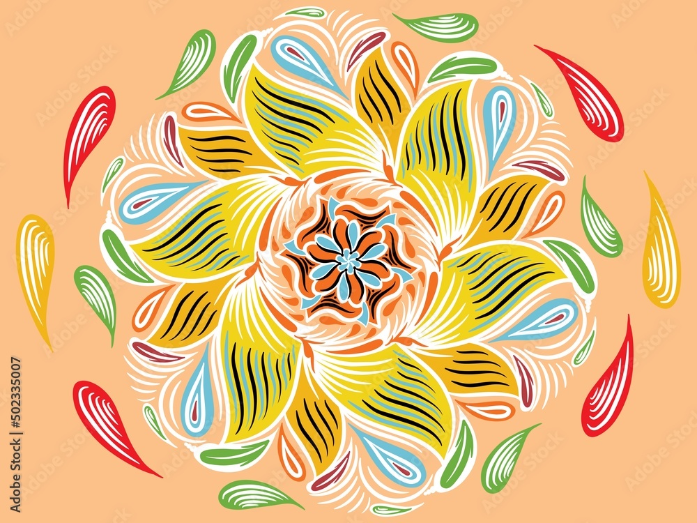 Mandala ornament creative work. Seamless pattern background with mandala ornamental, creative work background design illustration. Digital art illustration	