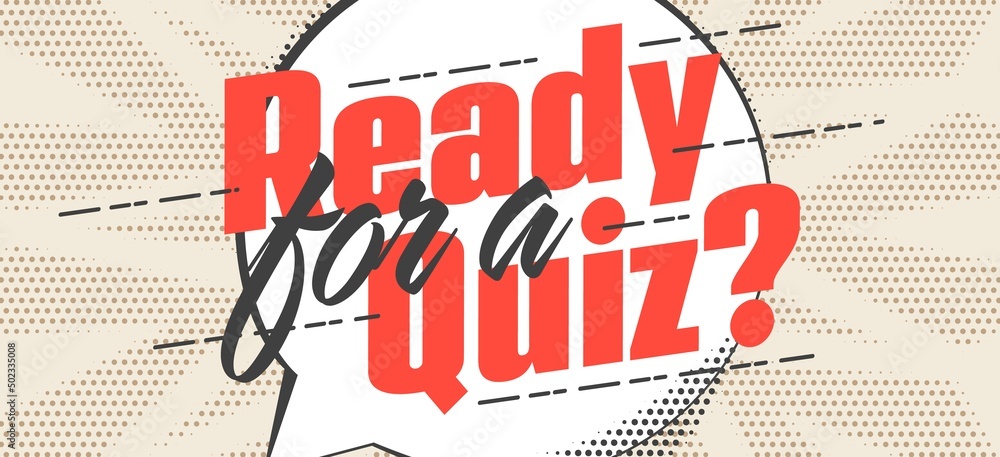 © stickerside - Quiz advertising poster template design. Ready for quiz headline lettering in speech bubble with pop art style background vector illustration