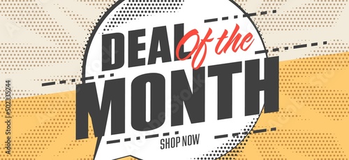 Month sale banner with special offer for shopping. Deal of the month promotion poster for business, marketing and advertising vector illustration