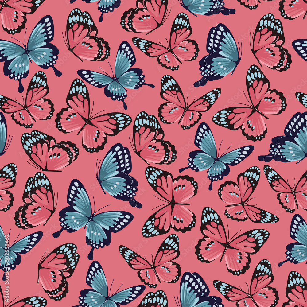 Fototapeta premium A pattern of butterflies from different angles