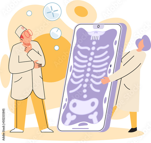 Online medical consultation and support metaphor. Online doctor. Healthcare services, Ask doctor. Tele medicine e-health service. Therapist videocalling phone screen. Diagnosis treatment of patients