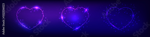 Set of neon frames with shining effects