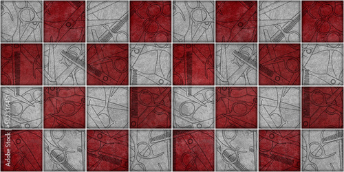 Wallpaper Mural seamless barber tools shop pattern illustration Torontodigital.ca