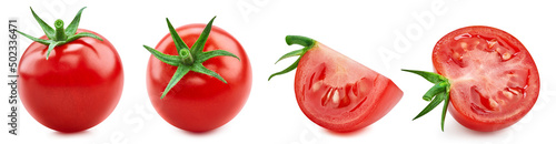 Isolated tomato. Fresh organic tomato isolated clipping path. Tomato macro studio photo. © PixaHub