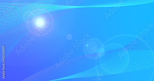 曲線とレンズフレアの青いアブストラクト背景素材